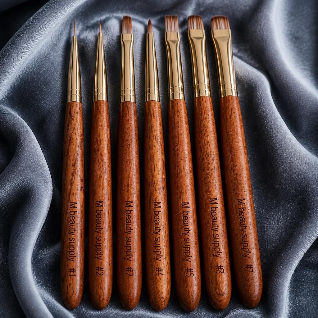 Set de 7 pinceles Nail Art — Mango de madera